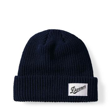 Navy Men's Danner Ribbed Beanie Hats | SG1668UT