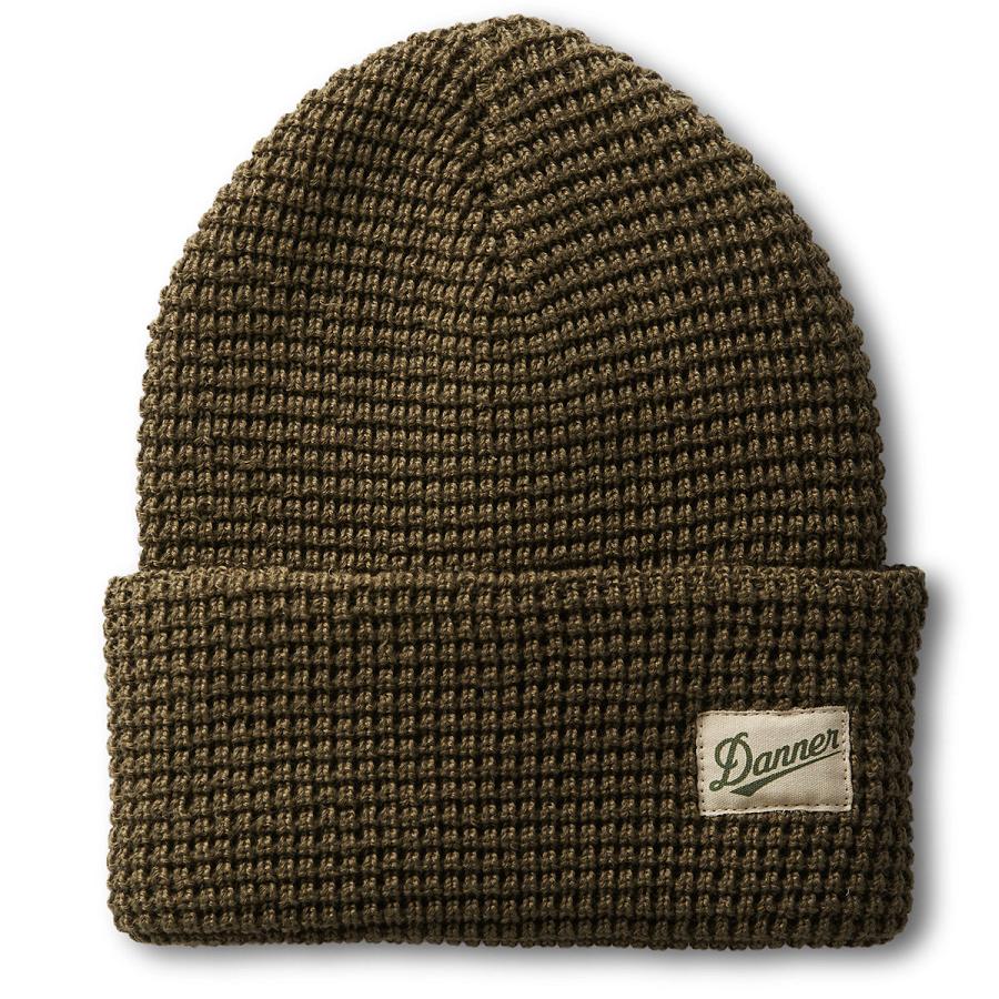 Olive Men\'s Danner Waffle Beanie Hats | SG1671PQ